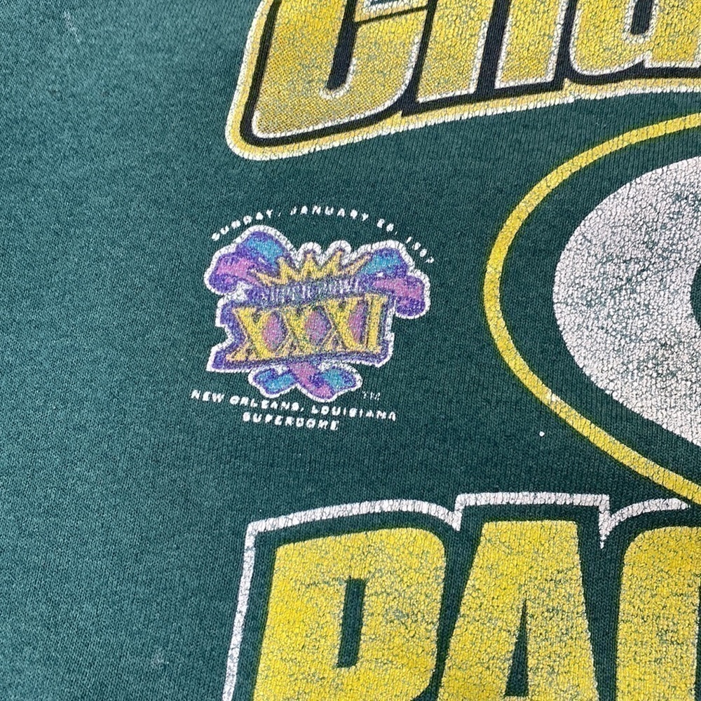 Vintage Delta Green Bay Packers Super Bowl Champions Green Crew Sweatshirt L 90s - Picture 5 of 8